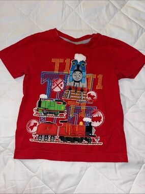 3T VTG 2013Thomas & Friends Red Graphic Tee with Colorful Train Art